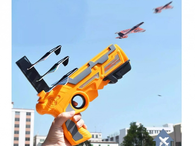 Grande pistolet avec lanceur d'avions – Orange