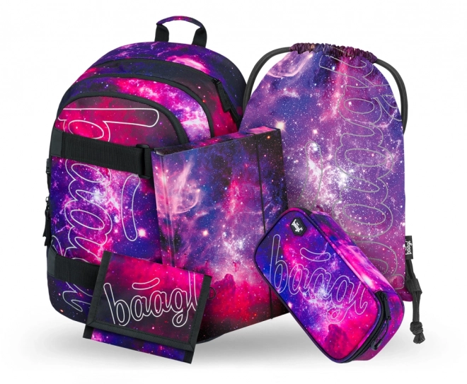 BAAGL 5 SET Skate Galaxy : sac à dos, trousse, sac, chemises, portefeuille