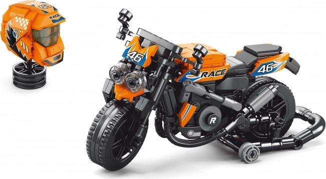 Kit de construction moto avec casque 17 cm