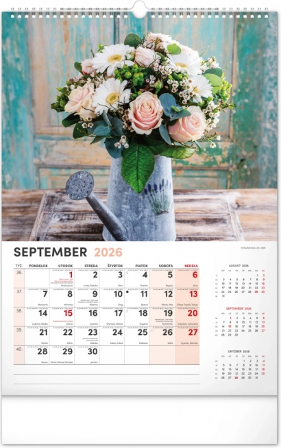 Calendrier mural Fleurs 2026
