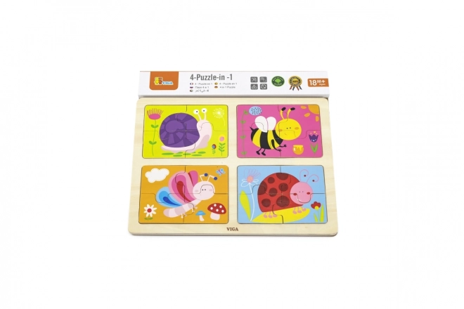 Puzzle en bois 4 en 1 - insectes
