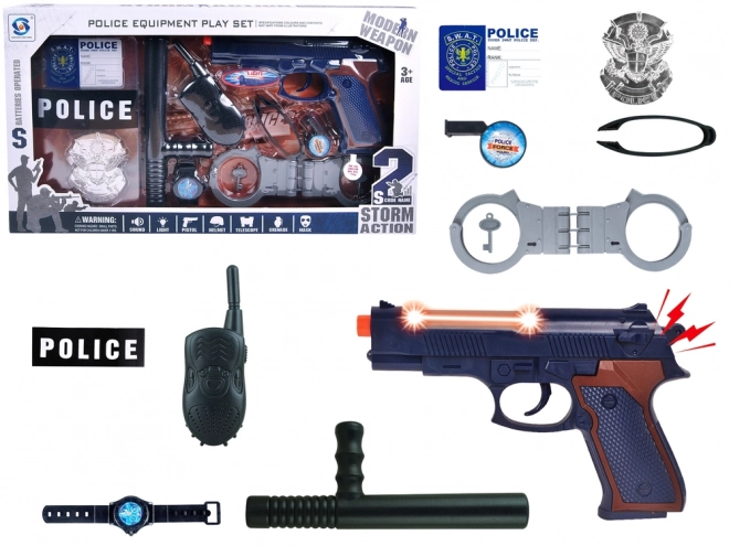 Grand ensemble de police avec menottes sonores Badge
