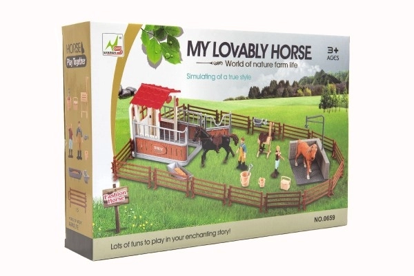 Enclos en plastique pour chevaux avec accessoires