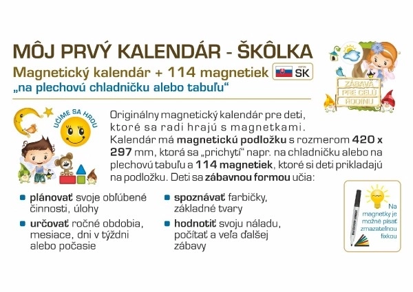 Calendrier magnétique pour enfants - École maternelle