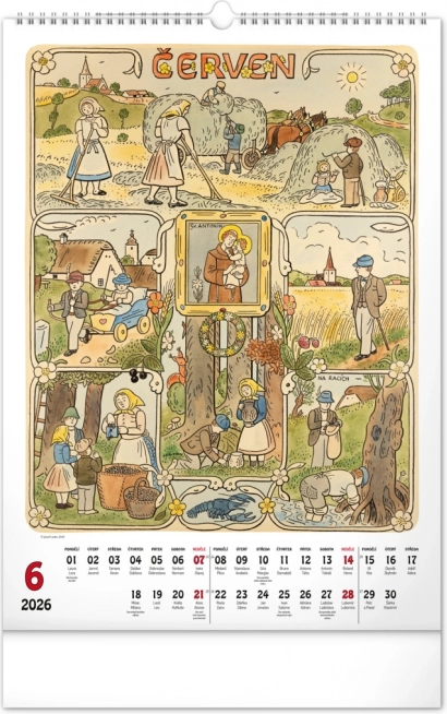 Calendrier mural Josef Lada 2026