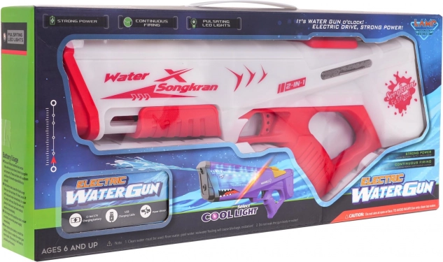 Pistolet à eau électrique avec lumière 2 en 1 – Blanc-rouge