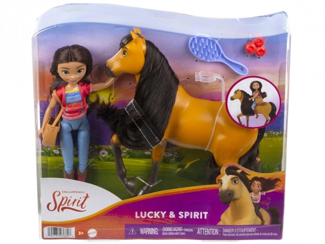 Ensemble Lucky et Duch poupée avec cheval de Mustang : L'esprit de liberté