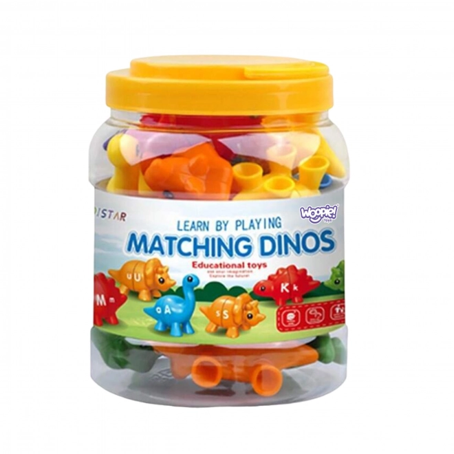 WOOPIE ensemble figurines Montessori dinosaures à empiler avec apprentissage des couleurs et des lettres Dopasuj Literki 13 pièces