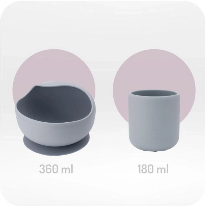 Set de vaisselle en silicone pour enfants MoMi AMI gris
