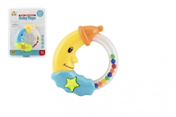 Hochet lune en plastique 11cm sur carte 0+