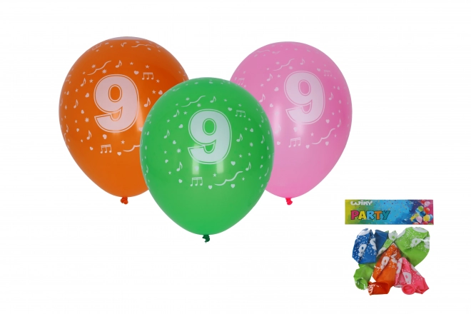 Ballon gonflable avec numéro 9 30 cm - 5 pièces