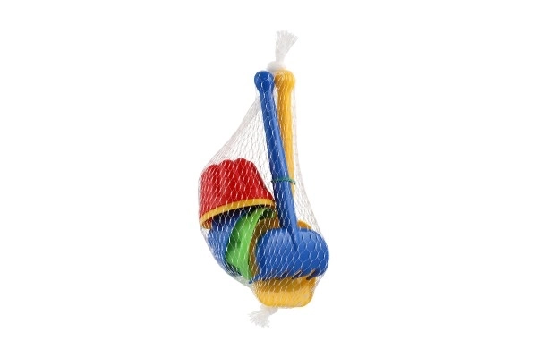 Ensemble de sable en plastique avec pelle, rateau, 4 moules en filet