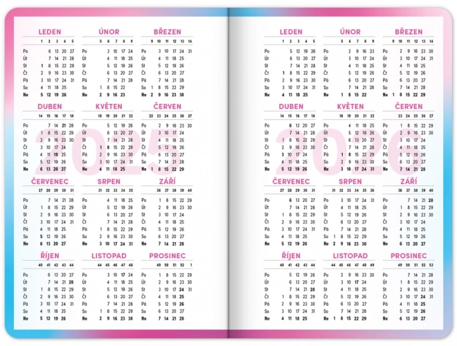 Agenda scolaire rose septembre 2025 – décembre 2026