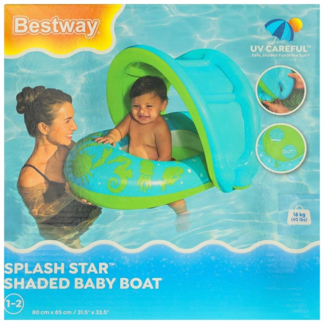 Cercle flottant gonflable vert avec visière BESTWAY pour bébés