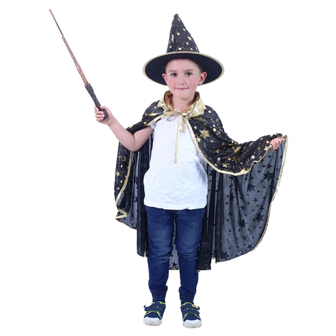 Manteau d'enfant noir avec chapeau de sorcière