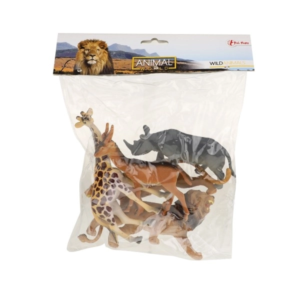 Animaux de safari en plastique 11-15cm 5pcs dans un sac