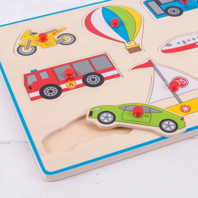 Puzzle en bois des moyens de transport Bigjigs Toys