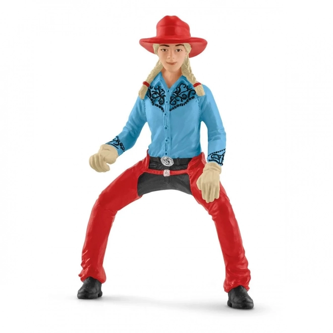 Ensemble de figurines Farm World Cowgirl et Course autour du baril