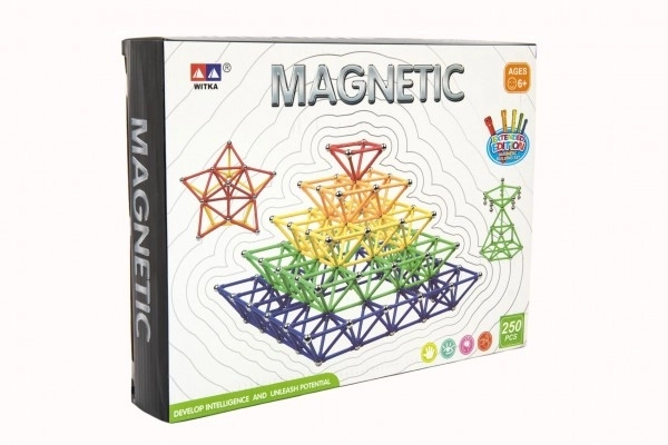 Jeu de construction magnétique 250 pcs plastique/métal dans une boîte de 31x23x5cm