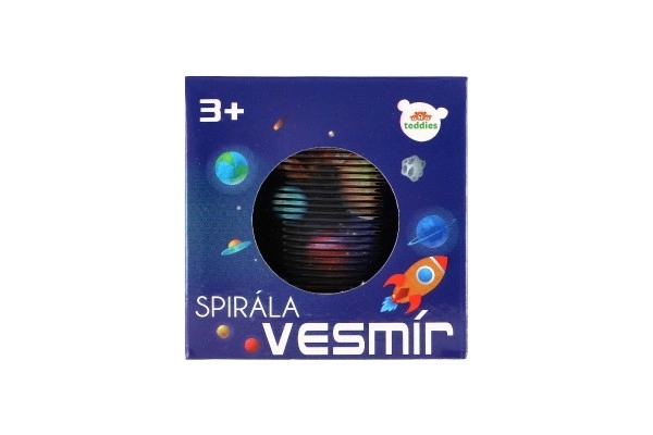 Spirale/ressort cosmique en plastique diamètre 6,5 cm 2 couleurs dans une boîte 7x7x7cm