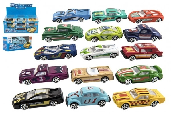 Voiture de course en métal 6 cm dans une boîte