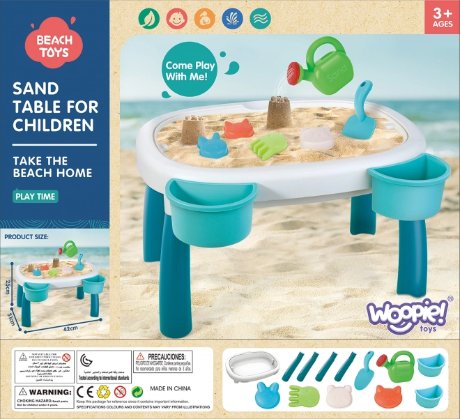 Table à eau et sable Woopie 2 en 1, 7 pièces