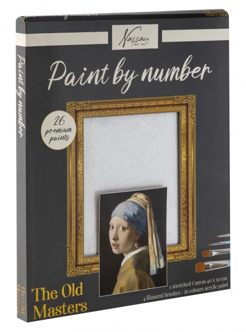 Peinture par numéros sur toile Fille à la perle 40x50 cm