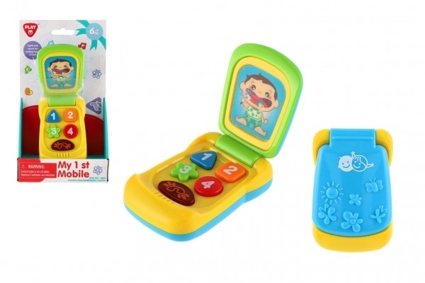 Téléphone mobile plastique 14cm avec pile avec son et lumière sur carte 11x20x5,5cm 18m+