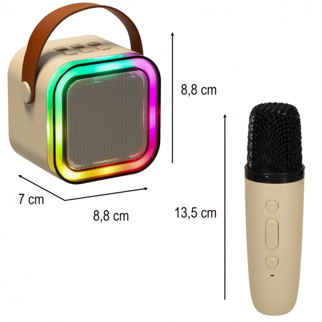 Ensemble Karaoke 2 microphones + haut-parleur portable BLUETOOTH USB LED couleur beige