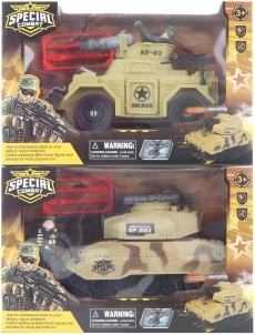 Set militaire avec véhicule blindé et soldat