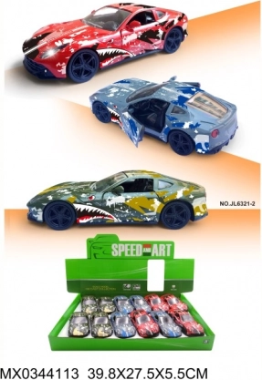 Voiture de sport en métal Animals avec portes ouvrantes et moteur à rétrofriction