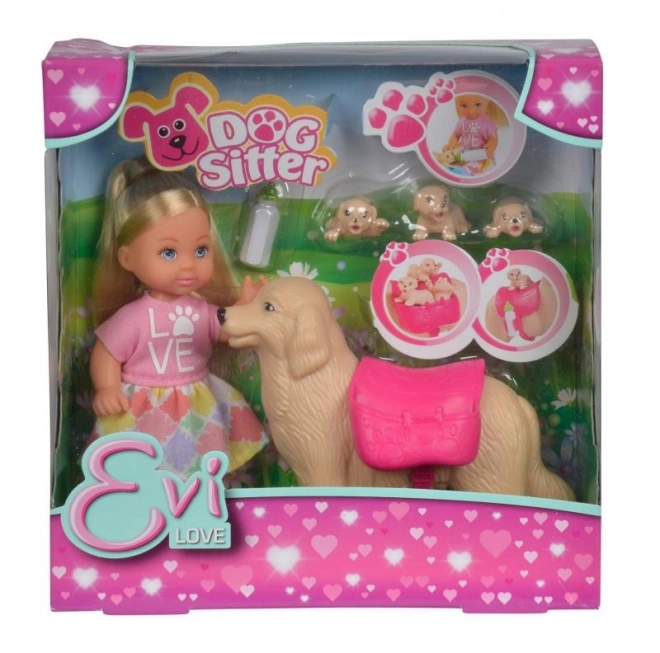 Poupée Evička avec chien et chiots