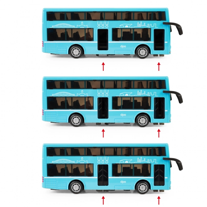 Jouet bus à deux étages bleu 20 cm