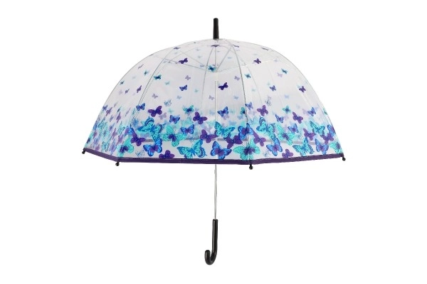 Parapluie transparent avec papillons plastique/métal 80cm en sac