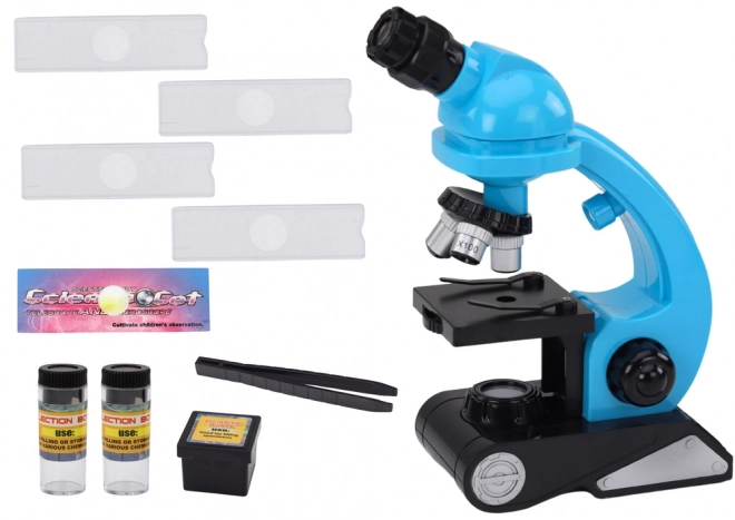 Microscope éducatif pour enfants avec accessoires bleu