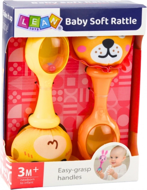 Ensemble de hochets avec balle douce avec motifs de lion et girafe