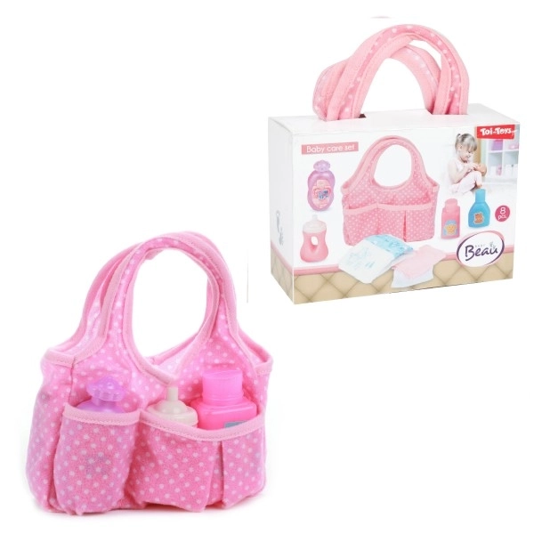 Sac pour poupées avec accessoires en plastique dans une boîte en plastique 17x12x7cm