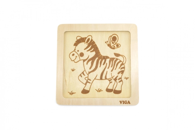 Puzzle en bois 4 pièces - zèbre