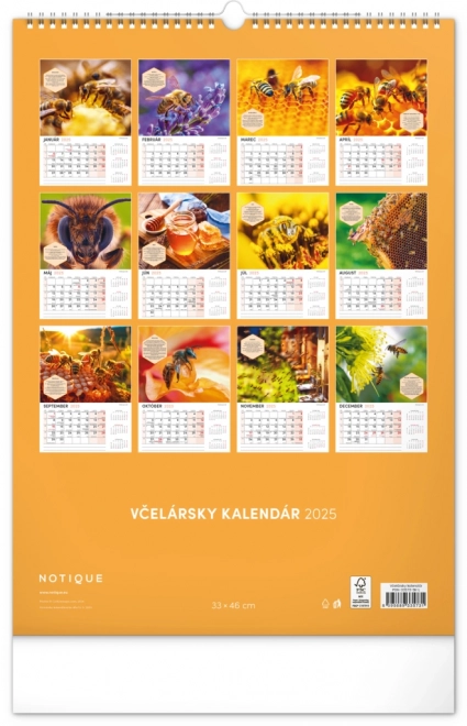 Calendrier mural NOTIQUE Apiculture 2025, 33 x 46 cm