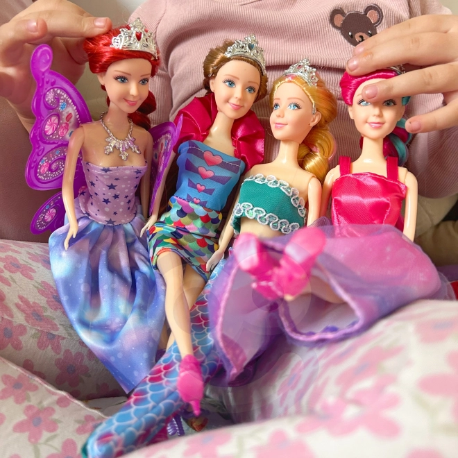 WOOPIE Ensemble de 4 Princesses Magiques - Coffret de Poupées 4 en 1 avec Accessoires