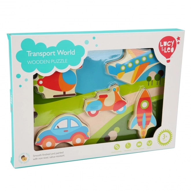 Lucy & Leo Moyens de transport - puzzle en bois à encastrer 6 pièces