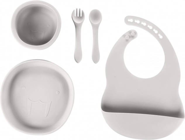 Set de table pour enfant en silicone, Gris Colombe