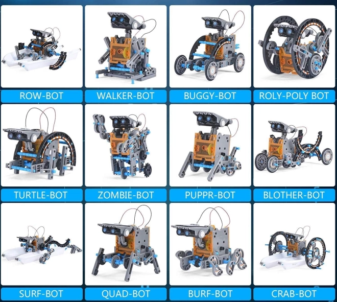 Kit de véhicules solaires 12 en 1 orange – Bleu