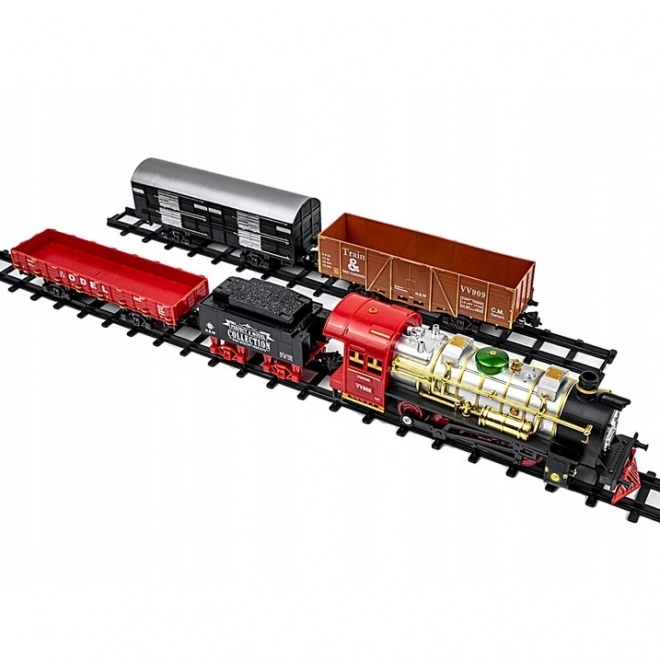 Train électrique classique avec voies et effets lumineux