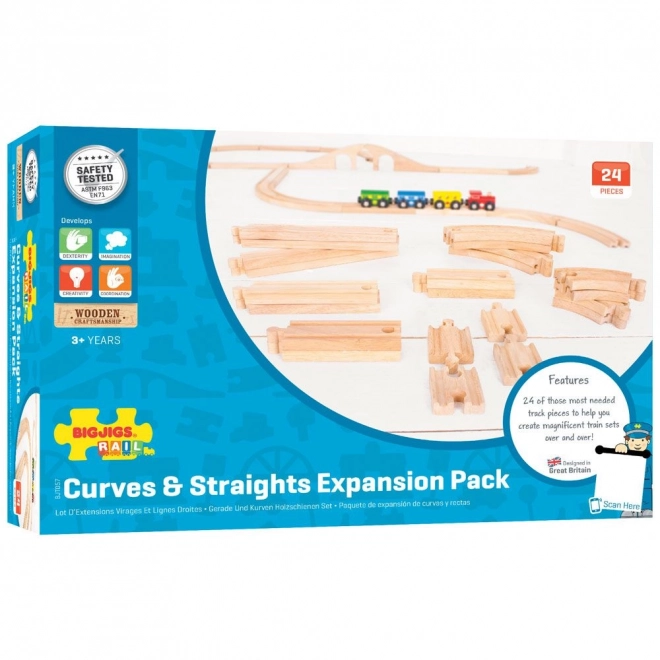 Bigjigs Rail Ensemble de Rails en Bois 24 pièces