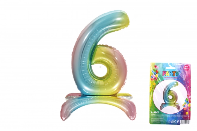 Ballon gonflable chiffre 6 Arc-en-ciel