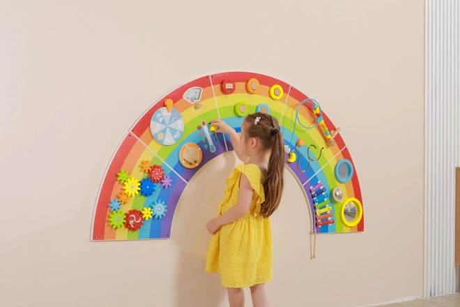 Panneau mural Montessori en bois - arc-en-ciel