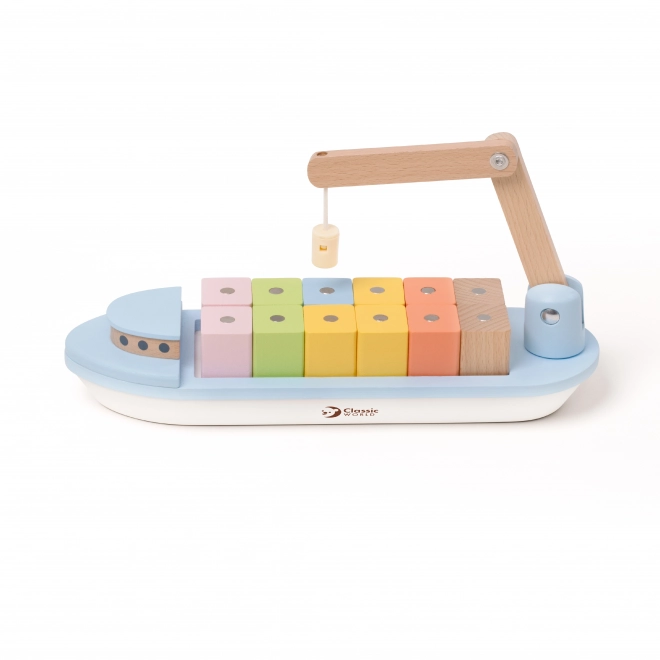 Bateau avec blocs magnétiques et grue pour tout-petits