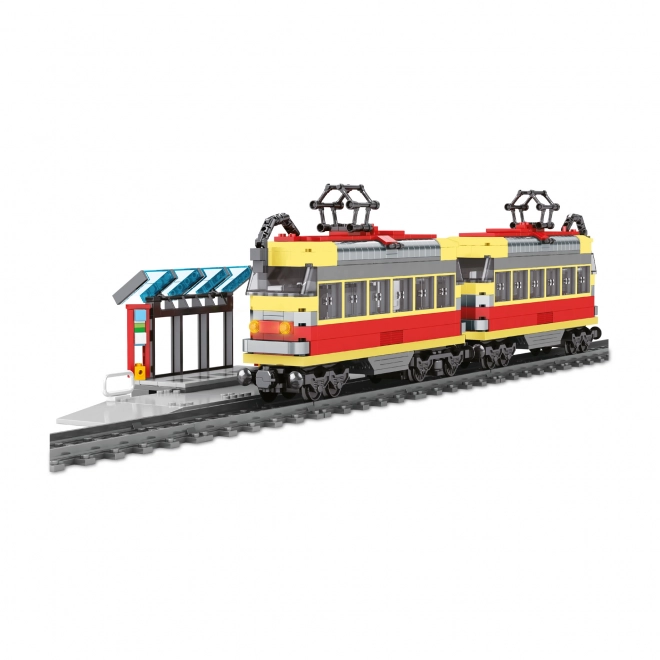 Kit de construction compatible BLOXO tramway à piles avec rails 724 pièces