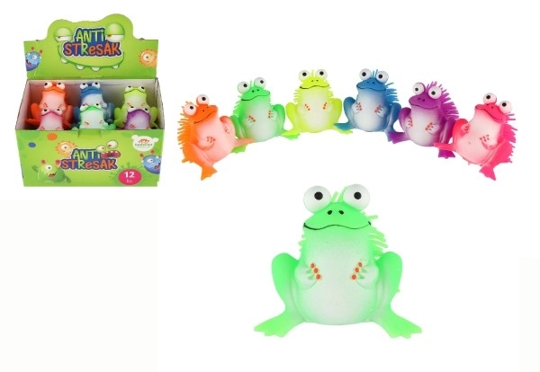 Grenouille anti-stress en silicone à presser 8x9cm 6 couleurs en sachet 12 pièces en boîte